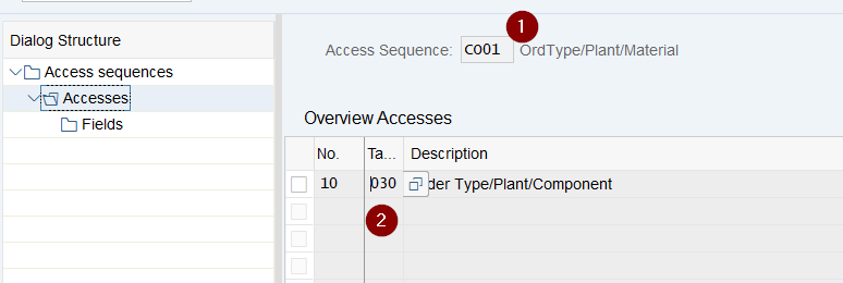 Access Sequences : Condition tables