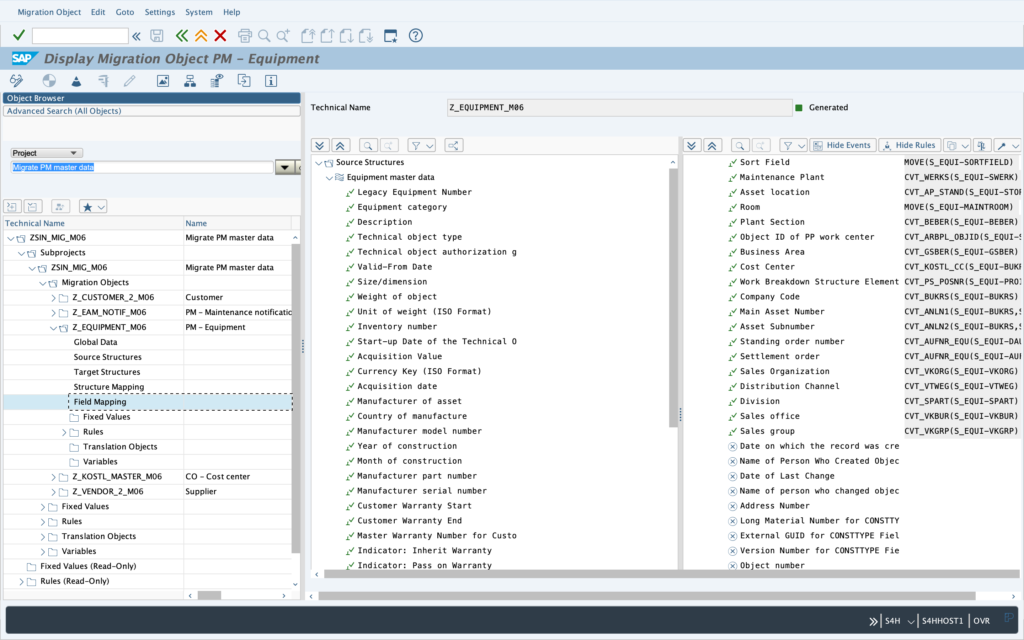 Field Mapping LTMOM drag and drop entre source et target structure