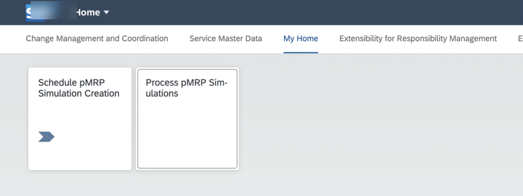 Les deux tuiles pMRP dans le SAP Fiori launchpad : Schedule pMRP Simulation Creation et Process pMRP Simulations
