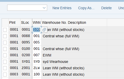 Assigning the warehouse number to the plant and storage location in SAP