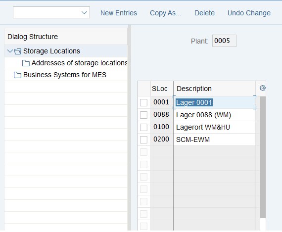 Customizing of a storage location in SAP
