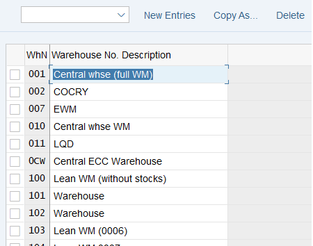 Defining a warehouse number in SAP