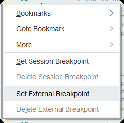 Pose d'un session breakpoint par clic dans la colonne de gauche du code dans le ABAP debugger